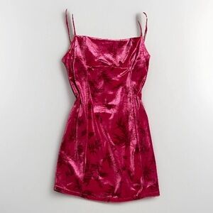 Urban Outfitters Mini Dress S Pink Velvet Strappy Pattern Soft
